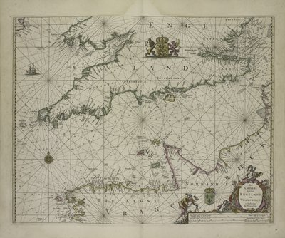Antique Map of the Channel, 1666 by Pieter Goos
